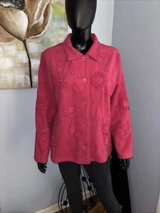 Vintage Susan Graver Style Flower Embellished Jacket Pink Size M - Picture 1 of 2