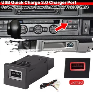RED LED For VW Transporter 2015-2024 USB-A QC3.0 Charger Port Socket Kits - Picture 1 of 12