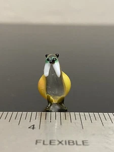 Tiny Hand Blown Glass Figurine Collectibles Handmade Miniature Orange Clear Owl - Picture 1 of 4