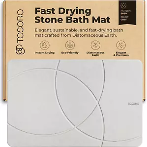 Stone Bath Mat, Diatomaceous Earth Non-Slip Stone Shower Mat - Quick Drying Abso - Picture 1 of 12