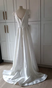 Abito da sposa couture EU 44 A-Line abito da sposa corpetto pizzo A-Line tasche treno - Foto 1 di 19