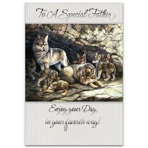 Tarjeta de PADRE FELIZ, PARA CUALQUIER PADRE, lobos, de Millbrook Studio + Sobre - Imagen 1 de 4