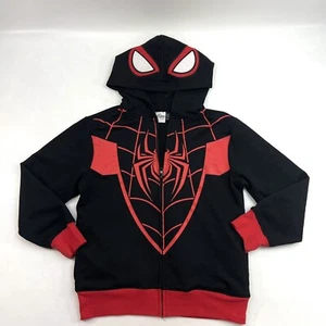 Spider-Man Miles Morales Full-Zip Cosplay Hoodie Zip Up Jacket Black Kids M - Picture 1 of 14