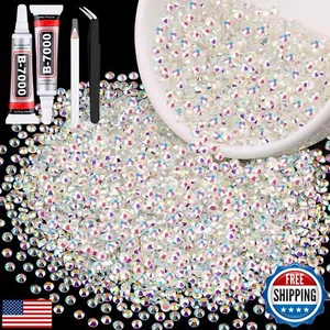 5000PCS SS10/2.8mm Crystal Rhinestones (Transparent AB) with 2Pcs 10ml B7000 - Picture 1 of 5