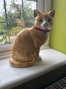 Vintage Just Cats & Co Ginger Cat Ornament Stoke on Trent England cat 29 cm - Foto 1 di 5