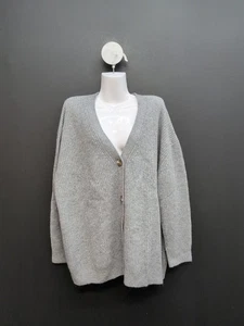 Quince Mongolian Cashmere Fisherman Womens Cardigan Sweater M Heather Grey - Picture 1 of 7