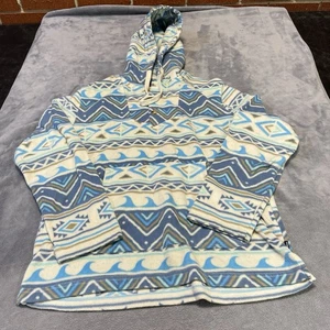 Vintage O’Neill Super-Fleece Henley Hoodie Herren S blau creme Azteken Print Surf Shirt - Bild 1 von 10