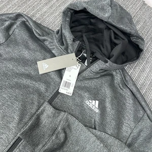 NWT Adidas Zip Up Hoodie Sweatshirt Large TI FLC FZ Gray Climawarm - Picture 1 of 9