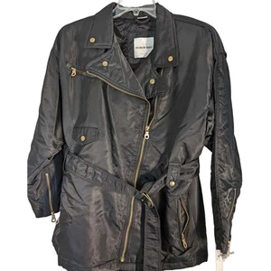 Andrew Marc New York Womens Large Black Jacket Belted Asymmetric Zipper Coat New - Picture 1 of 17