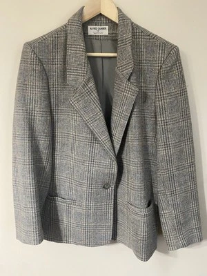 Blazer Allred Dunner verde salvia a cuadros pata de gallo 100 % lana Dark Academia 12 Foto 1 de 4