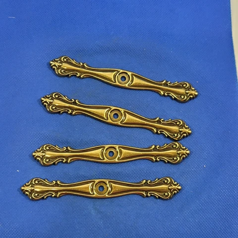 Vintage Gold tone Dresser Drawer Pull Back Plate Set Of 4 Cover