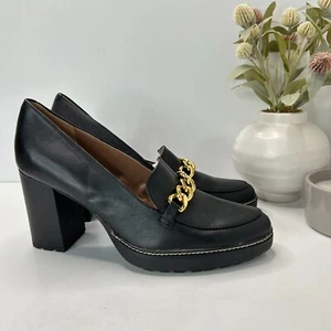 Naturalizer Callie Moc Leather Platform Loafer Gold Chain Women 12 NWOB FLAW - Picture 1 of 12