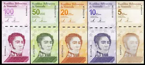 Venezuela 5 pz 5, 10, 20, 50, 100 bolivares digitali 2021 unc venditore canadese - Foto 1 di 6