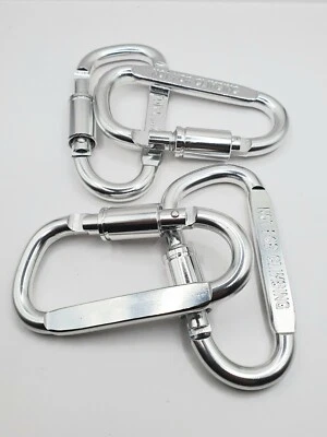 4 St. Alu  81×43mm Karabinerhaken  Schnapphaken Schraubverschluß Silber - Bild 1 von 4