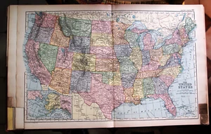 1894 OLD GEOGRAPHIC MAP:THE UNITED STATES OF AMERICA, ALASKA, ATLAS BACON'S. - Imagen 1 de 3