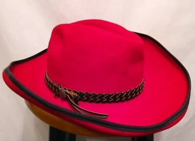 De colección EE. UU. Para mujeres 6 7/8 BETMAR Fedora Sombrero de Vaquero ROJO Lana Fieltro ACTWU Union h1-3 Foto 1 de 4