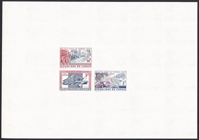 Congo Sc457-9 Aid to Congo, Bulldozer, Excavator, Road, Relief Printing Proof - Image 1 of 4