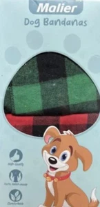 Dog Bandanas Malier Red/Black & Green/Black Checker Plaid 2PK - Picture 1 of 2