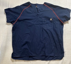 Carhartt Damen Gr. 2XL Scrub Top Navy Blau Rosa Besatz Neu ohne Etikett - Bild 1 von 4