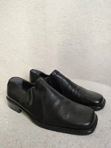 Vero Cuoio Men Loafer 44 Black Leather Slip On Perforated Dress Shoes US 11 - Picture 1 of 21