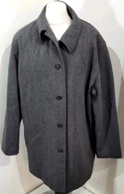 Lands End Grey 100% Wool Coat - XL - Image 1 of 4