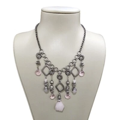 Collar babero rosa enchapado en peltre de moda Stephan & Co para mujer nuevo con etiquetas Foto 1 de 3