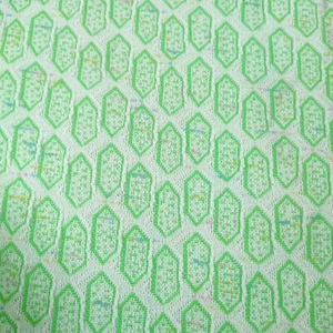 Vintage Double Knit Polyester 1.8yd White Green Geometric 60s 70s 60” Wide - Picture 1 of 7