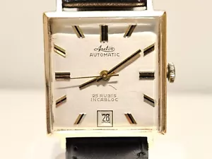 VINTAGE RARE LUXURY GERMANY SQUARE GOLD PLATED MEN'S AUTOMATIC WATCH "ARCTOS" - Picture 1 of 13