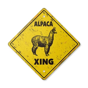Alpaca Vintage Crossing Sign Xing Plastic Rustic animals farm llama fur raising - Picture 1 of 4