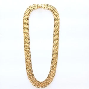 Signierte Vintage Monet matt goldfarbene Gliederkette - Bild 1 von 4