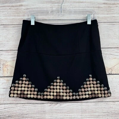 Mini-saia feminina Diane von Furstenberg cravejada de lã tamanho 4 preta - Imagem 1 de 4