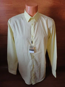 Mens XL Calvin Klein Long Sleeve Yellow Non Iron Dress Casual REGULAR FIT Shirt - Picture 1 of 6