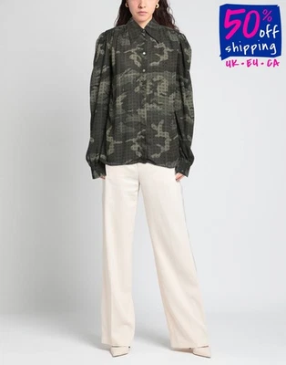 RRP€264 JOHN RICHMOND Crepe Button-Up Shirt Size XS Camouflage Long Sleeves - Image 1 of 4