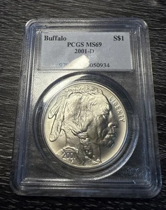 2001 D $1 Silver Buffalo Dollar US $1 PCGS MS69 - Picture 1 of 9