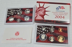 Juego de 11 monedas de plata de prueba S 2004 acuñadas en Estados Unidos certificado de autenticidad OGP - Imagen 1 de 5