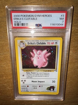 Pokemon Erika's Clefable 003/132 Gym Heroes Unlimited Holo With SWIRL! PSA 7 NM! - Image 1 of 3