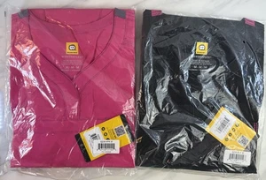 2 NWT WONDERWINK Wonderflex Modern Fit V-Neck Uniform Top Black And Pink Size M - Picture 1 of 7