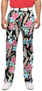 LOUDMOUTH HAWAIIAN FLORAL SURFBOARDS MEN'S 32 X 32 BLACK HERITAGE GOLF PANTS! - Picture 1 of 6