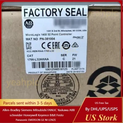New Factory Sealed AB 1766-L32AWAA MicroLogix1400 32Point Controller US Free Tax - Image 1 of 4