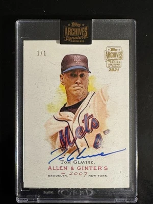 Topps Archives Signature Series 2021 Tom Glavine 1/1 Allen & Ginter's Mets automático Foto 1 de 2