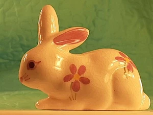 Vintage 1946 Ceramic Bunny Figurine w/ Hand Painted Flowers Easter Bunny Rabbit - Picture 1 of 12