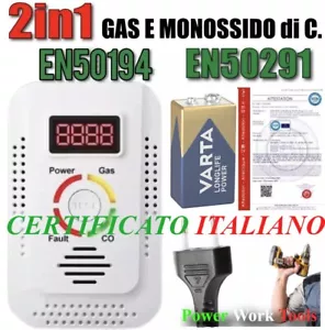CONSEGNA IN 3 GIORNI: Rilevatore 2 in 1 Gas e CO Certificato EN 50291 EN 50194 - Foto 1 di 11