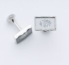 C0904 CUFF LINKS CUFFLINKS RECTANGLE OVAL ZIRCON COLORLESS CRYSTAL CLEAN FRONT