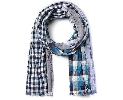 CLRIDE.n Casual Arrugado Largo Bufanda Silenciador Multi Cuadros Patrón Algodón Azul Nuevo con Etiquetas Foto 1 de 3