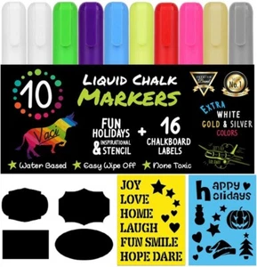 10 pennarelli gesso liquido lavagna scalpello e punta proiettile arte business pub caffè - Foto 1 di 8