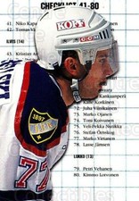1999-00 Finnish Cardset #2 Brian Rafalski, Checklist