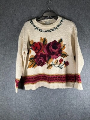 Suéter Punto de Referencia Mujer S Pequeño Bordado Texturizado Grannycore Floral Foto 1 de 4