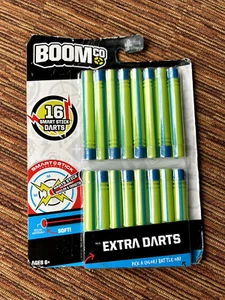 New BoomCo Smart Stick Darts 16 Count Yellow And Blue Tip Extra Darts Ages 6+ - Picture 1 of 5