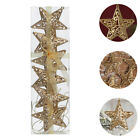  6 Pcs Christmas Supplies Xmas Hanging Pendant Glitter Star Gold Ornaments