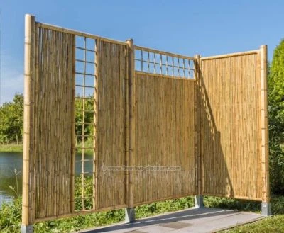 Sichtschutzwand Bambus "TEN" mit Spalier mittig 180 x 120cm - Sichtschutzelement - Bild 1 von 2